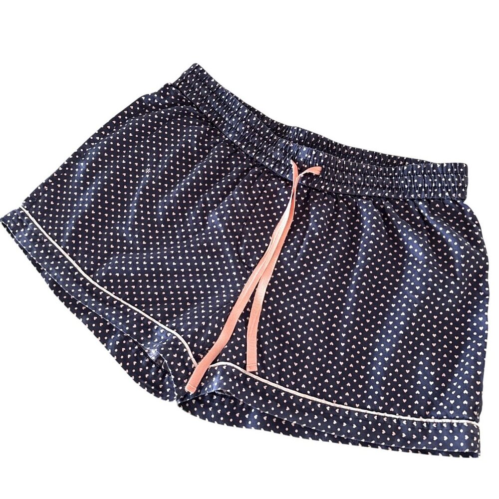 Tori Burch Navy Heart Sleep Shorts Pajama Bottoms Size XS Navy Pink
